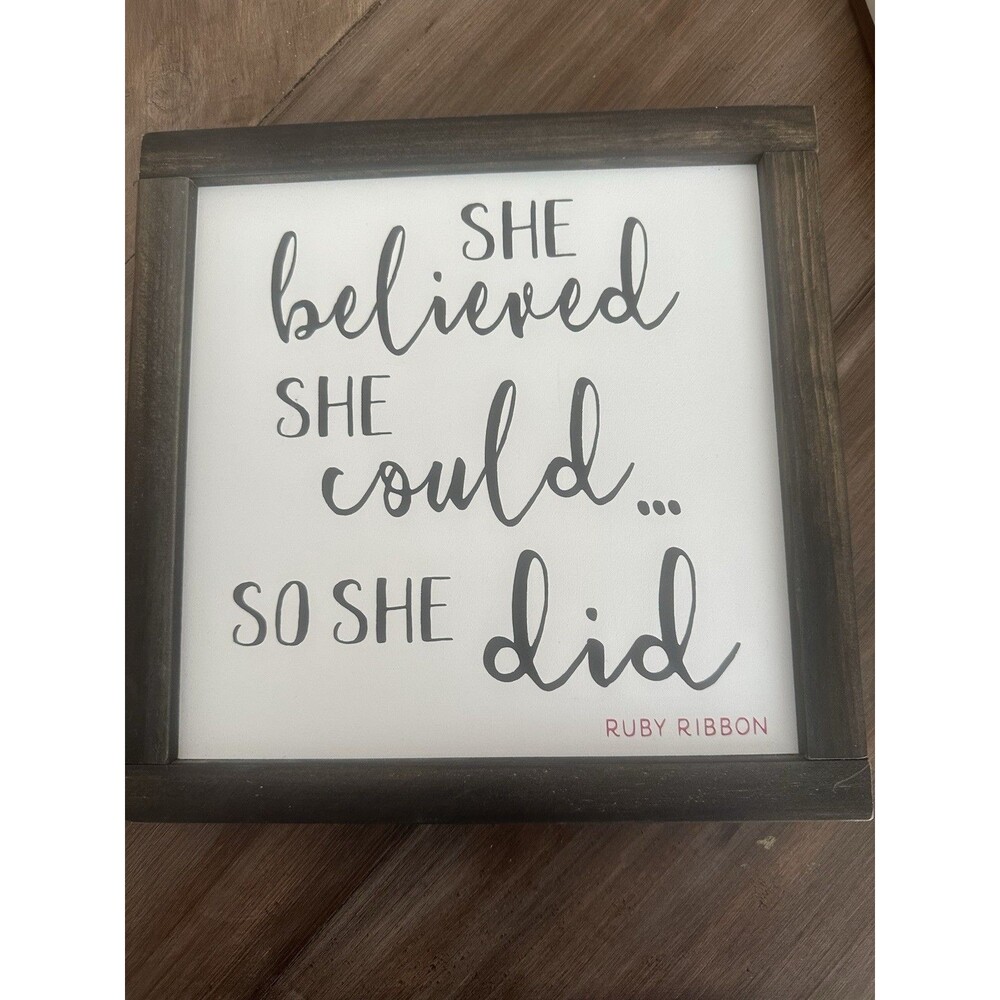 She Believed She Could So She Did Wall Canvas Wall Art 10x10 Inch Inspirational